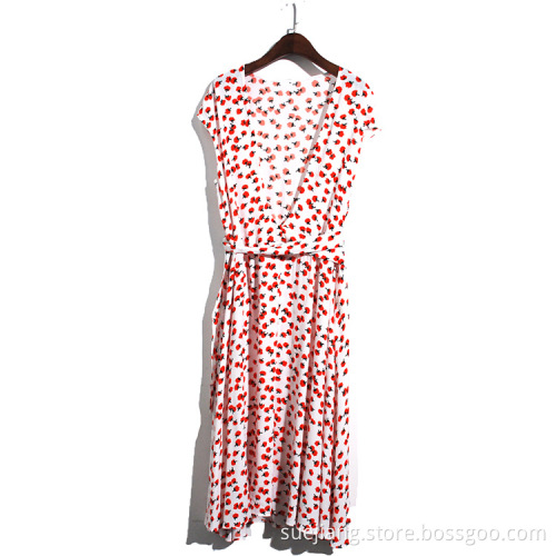 Women Short Sleeve Printing Casual Dress